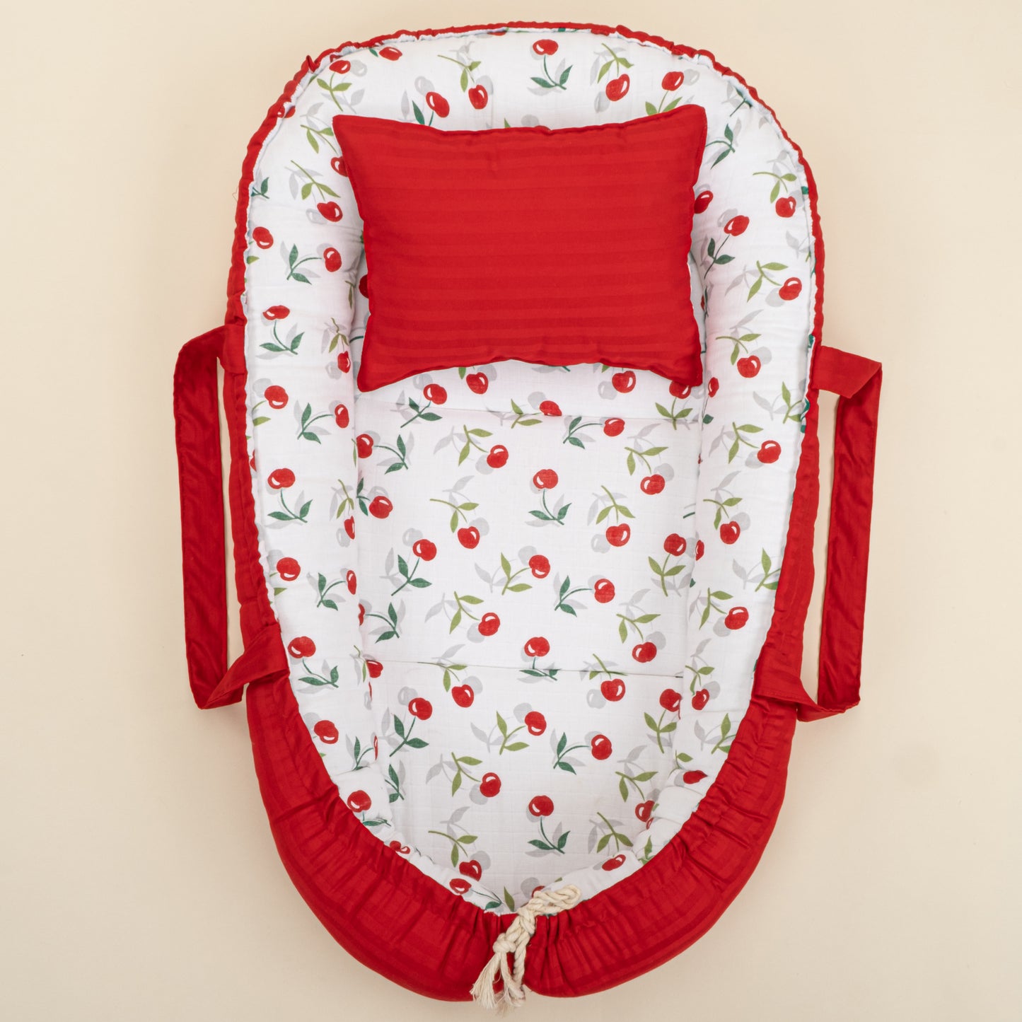 Babynest - Çift Taraflı - Kırmızı Saten - Kiraz