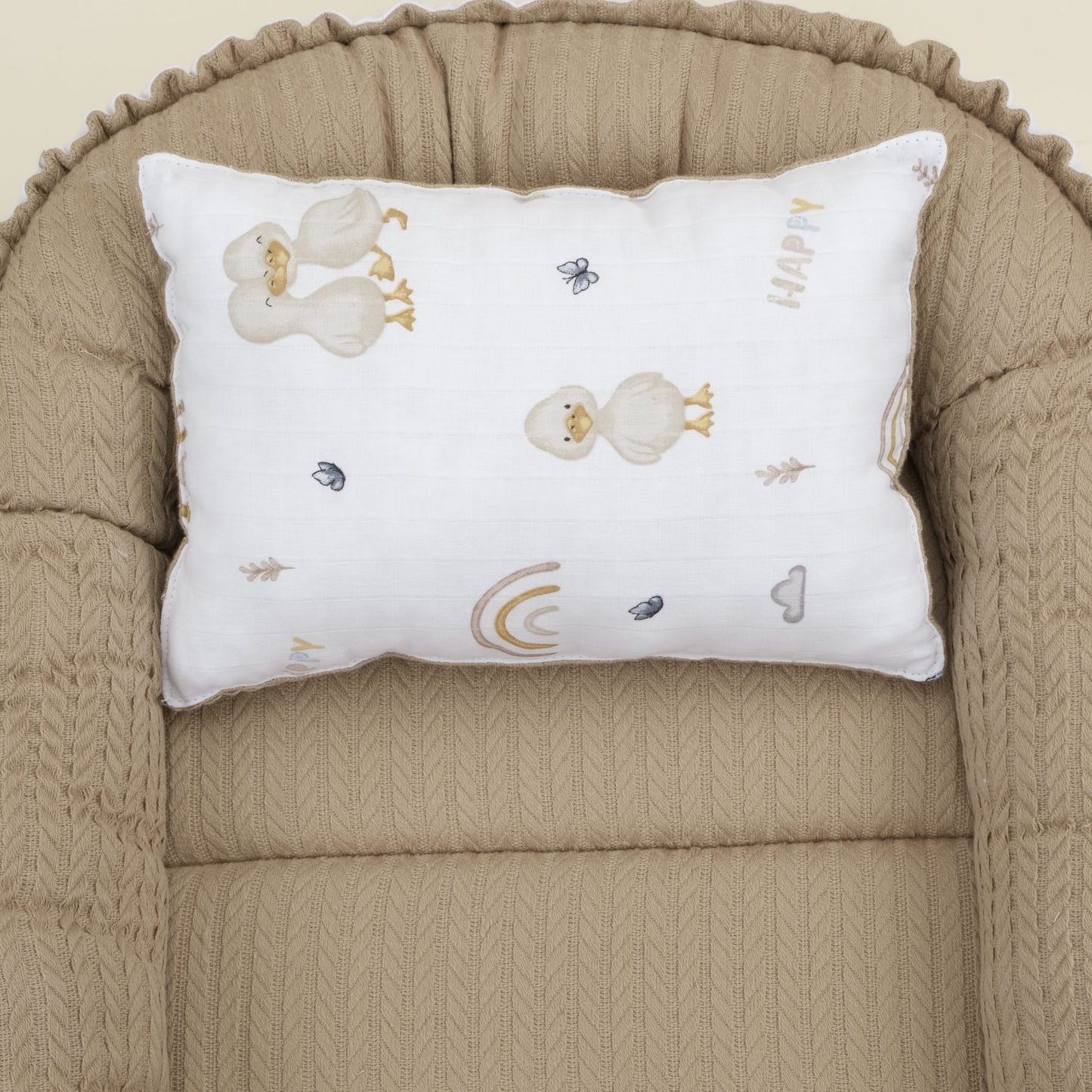 Babynest ve Yastık - Çift Taraflı - Taş Örgü - Kahverengi Ördek