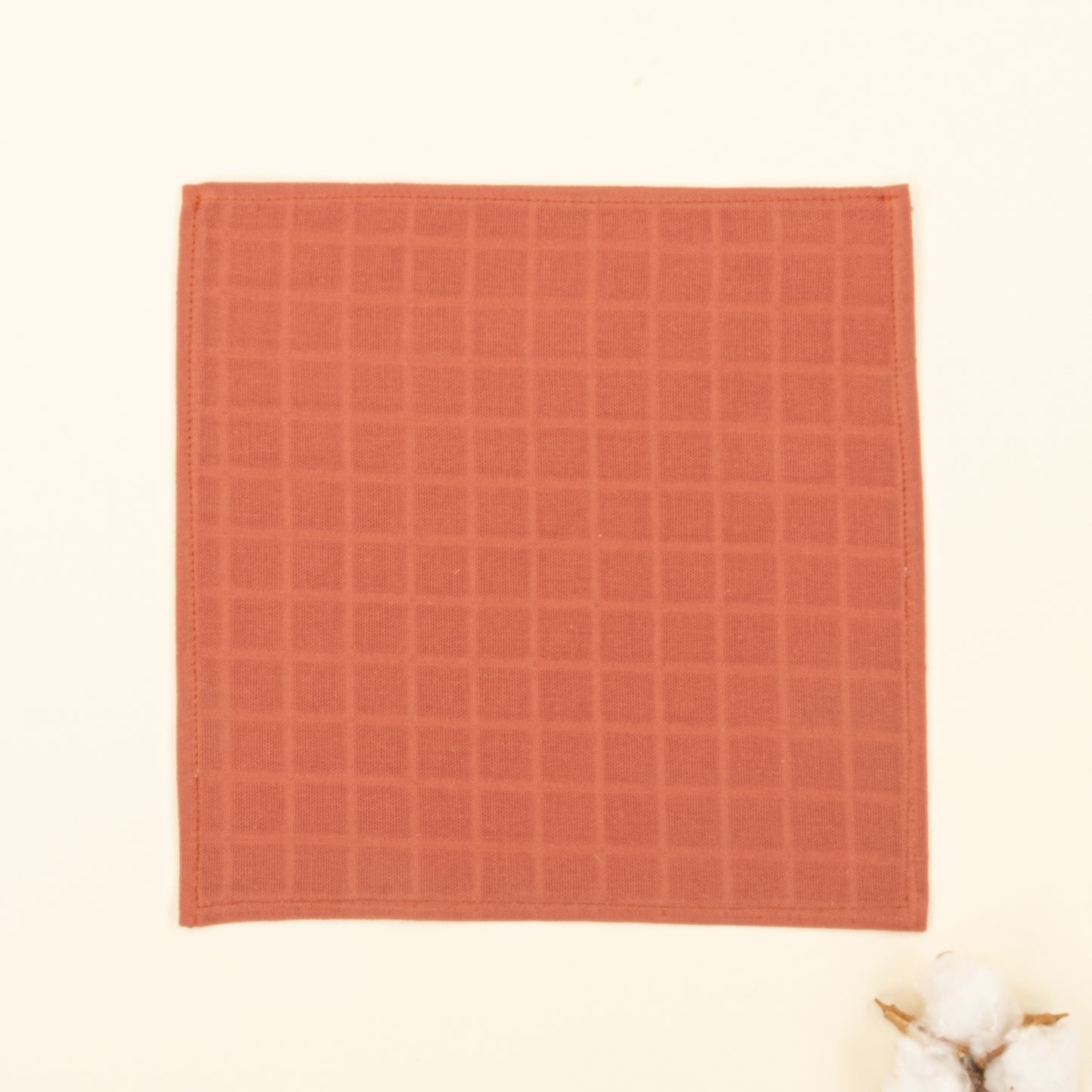 Önlük ve Mendil Seti - Çift Taraflı - Koyu Kiremit Muslin - Kahverengi Gökkuşağı