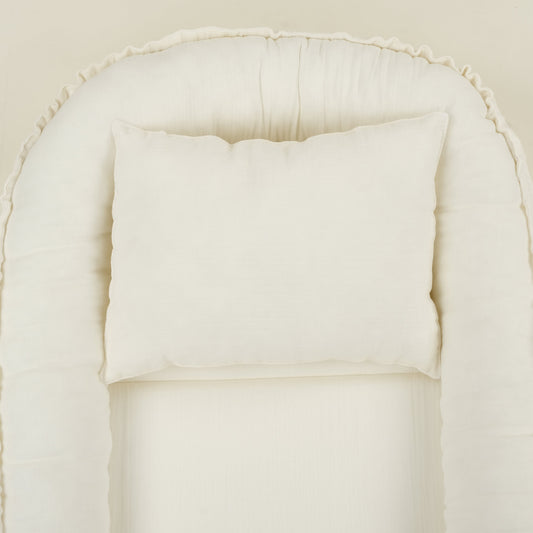 Babynest ve Yastık - Çift Taraflı - İki Katlı Krem Muslin