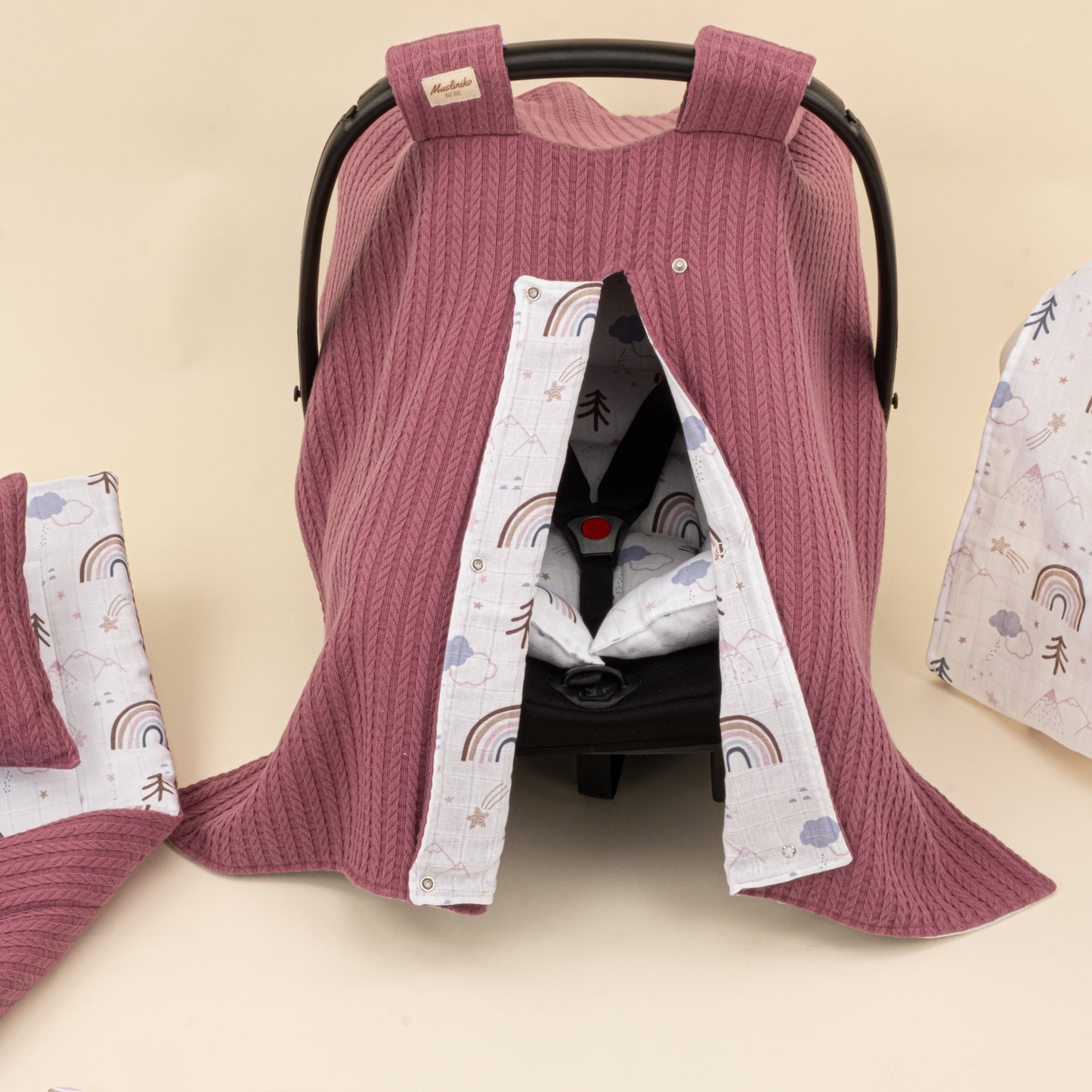 11 Parça Avantajlı Set - Çift Taraflı - Mürdüm Örgü - Pastel Gökkuşağı