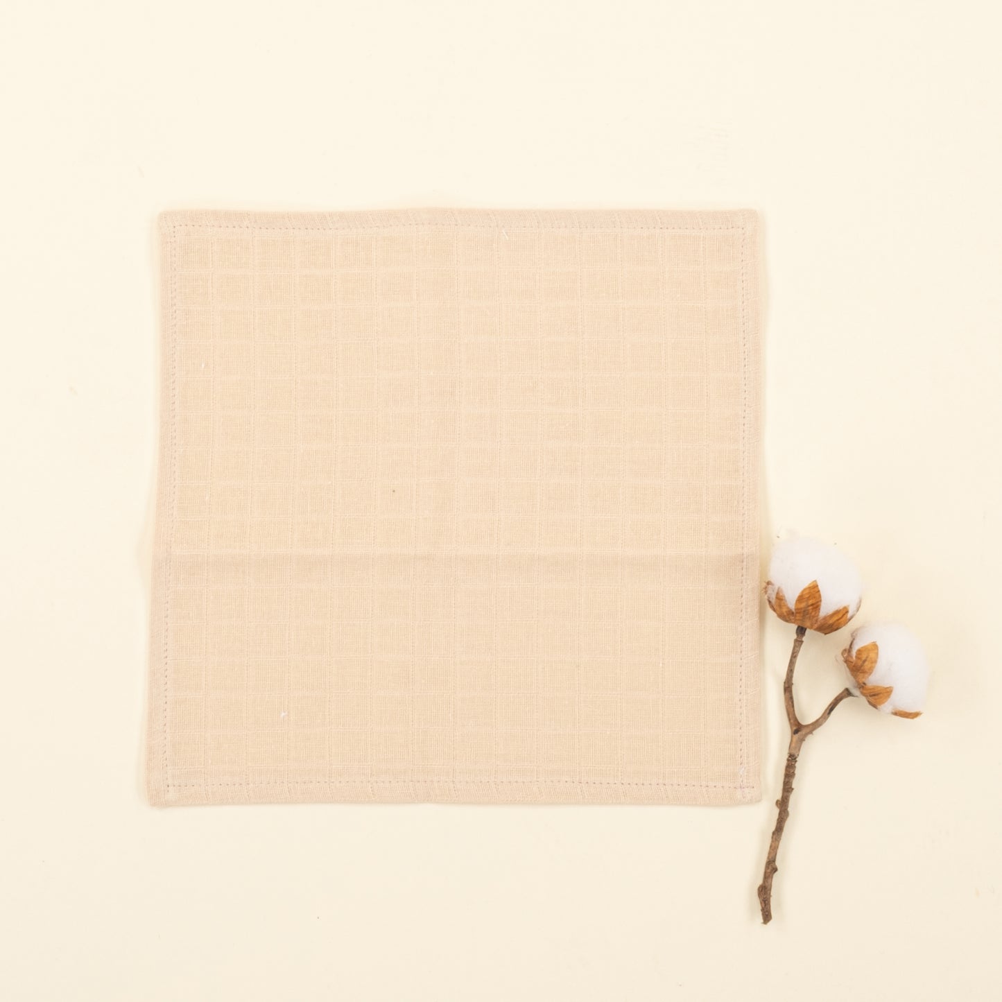 Önlük ve Mendil Seti - Çift Taraflı - Kumsal Beji Muslin - Ceylan