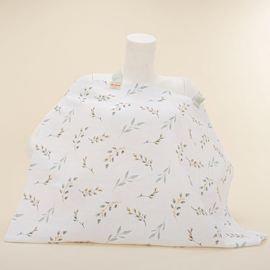 Çift Katlı Muslin Emzirme Önlüğü - Yapraklar