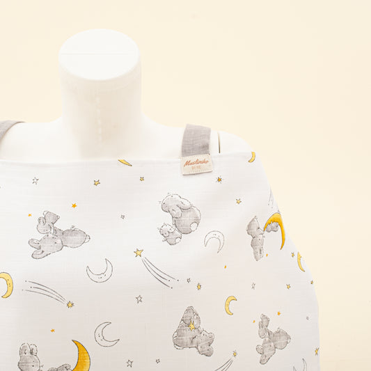 Çift Katlı Muslin Emzirme Önlüğü - Gri Tavşan