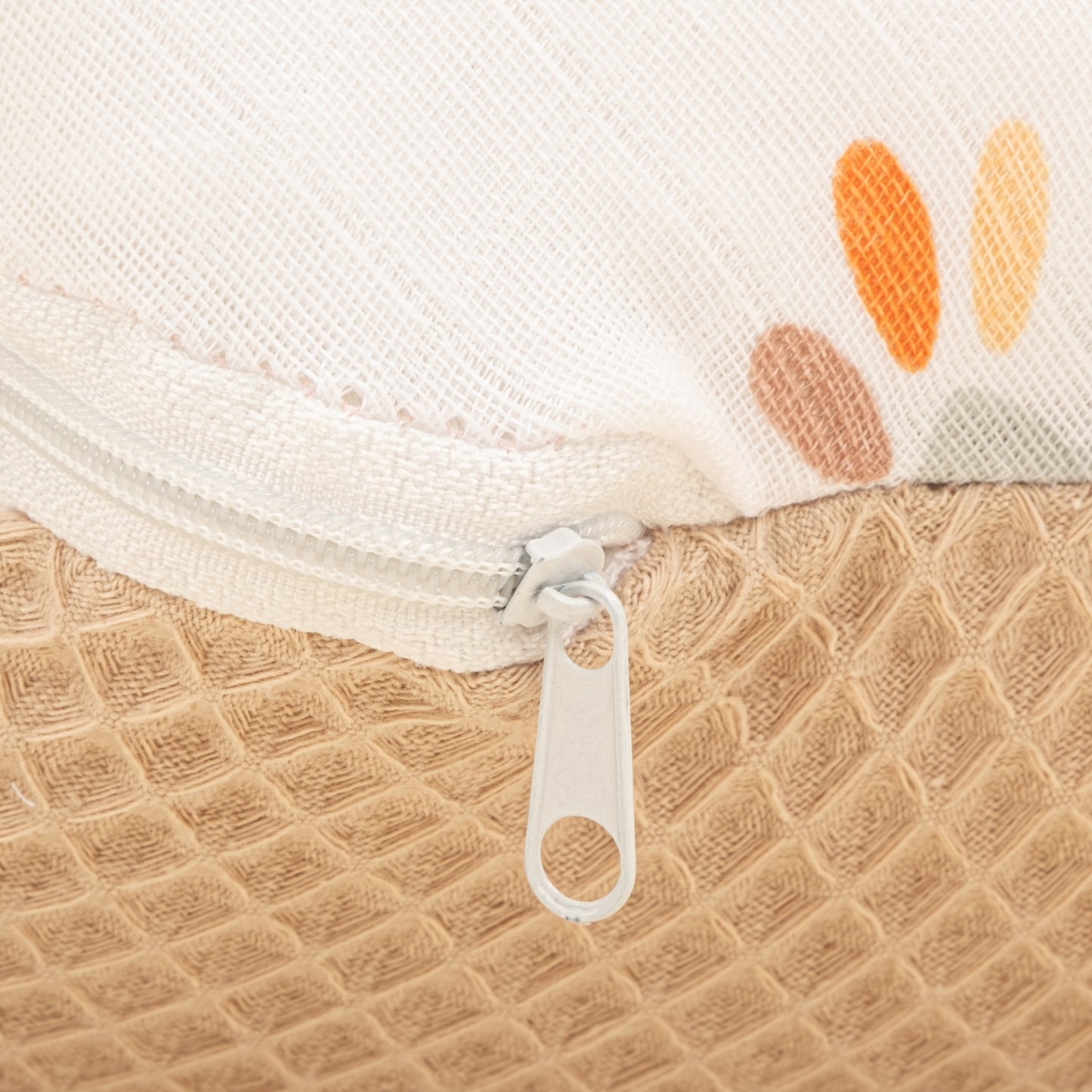 Emzirme Yastığı - Çift Taraflı - Bej Petek - Turuncu Gökkuşağı