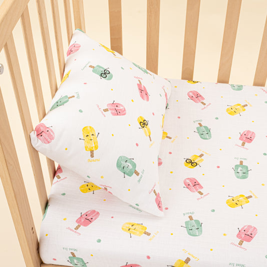Bebek Lastikli Çarşaf ve Yastık Kılıfı - Dondurma