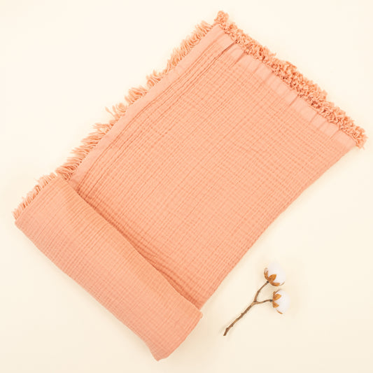 Dört Katlı Organik Muslin - Mercan