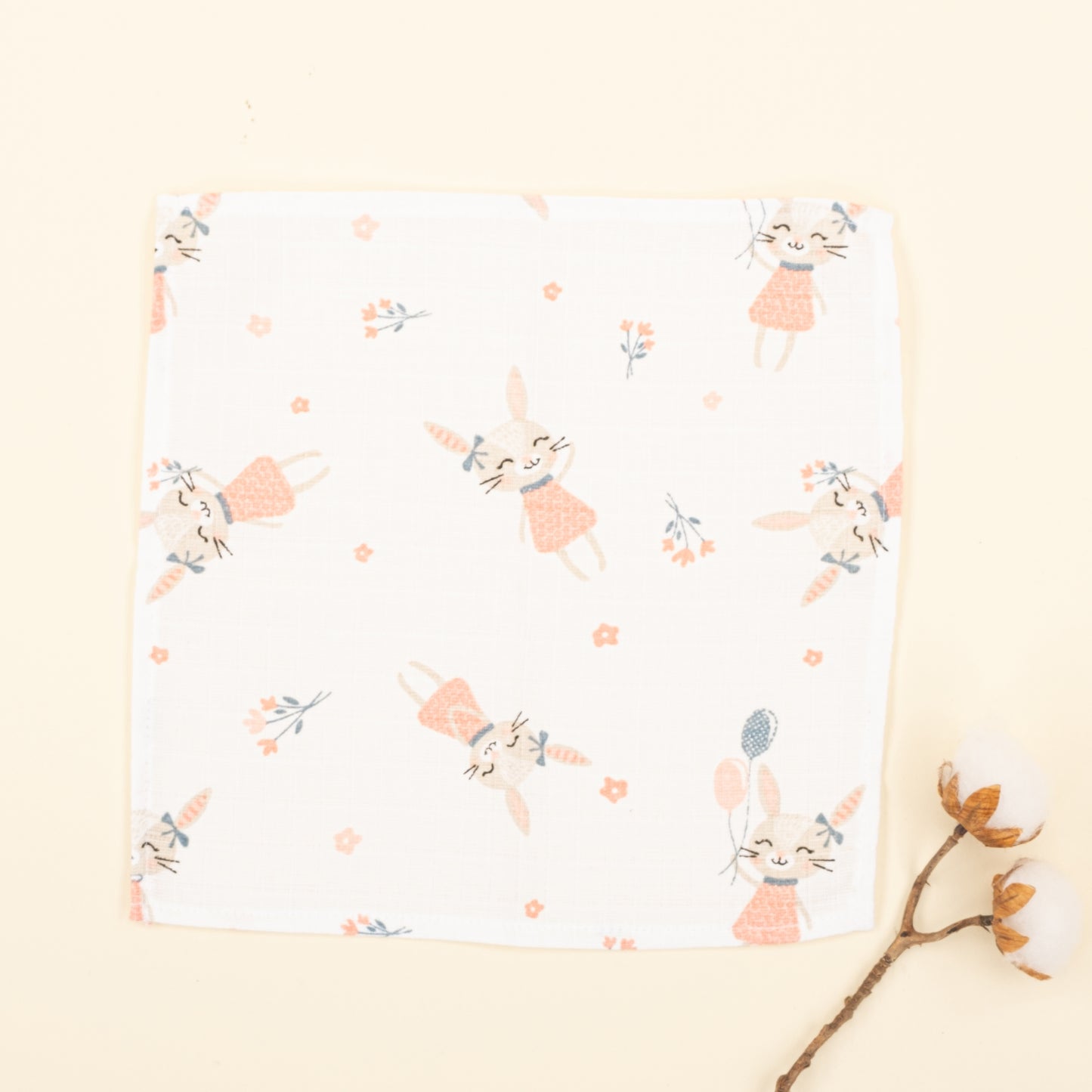 Dört Katlı Organik Muslin Set - Mercan - Tavşan