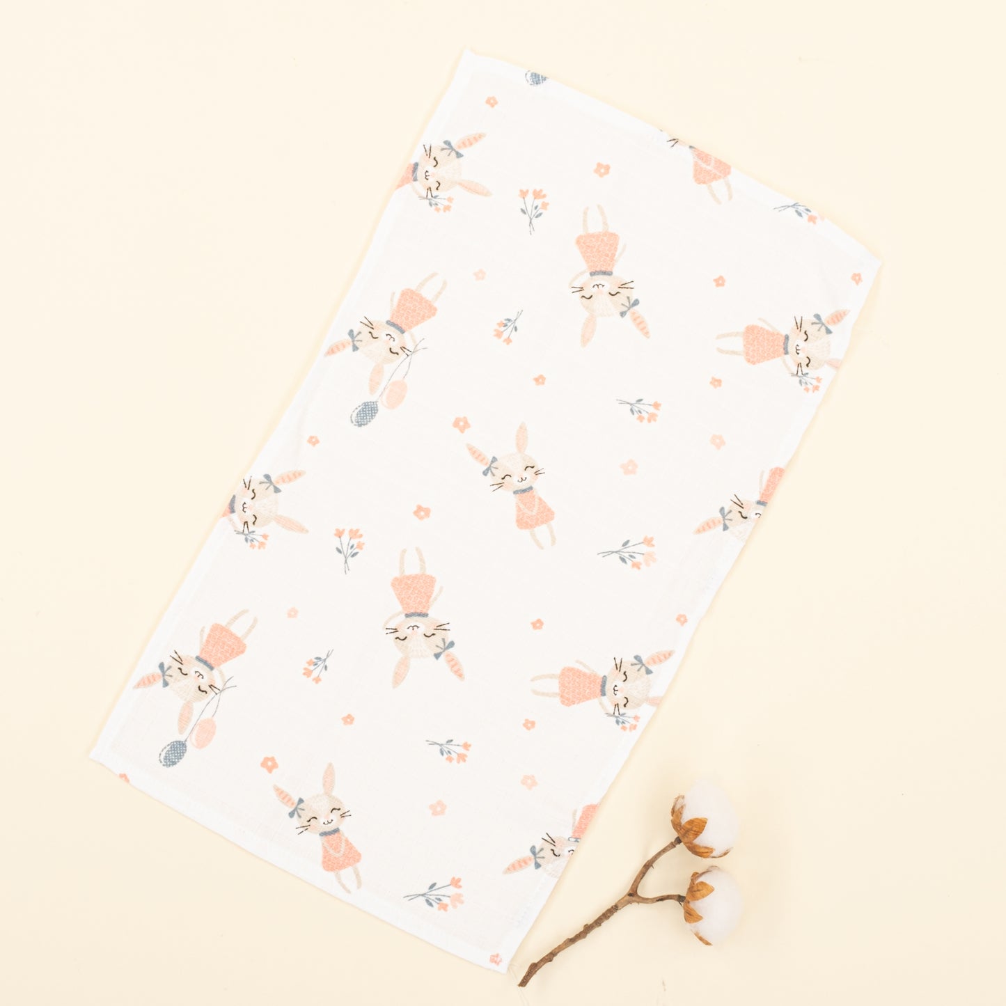 Dört Katlı Organik Muslin Set - Mercan - Tavşan