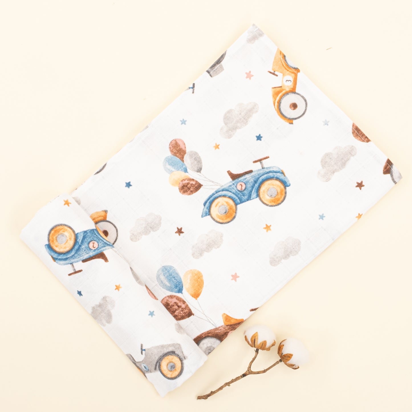 Dört Katlı Organik Muslin Set - Taş - Uçan Araba