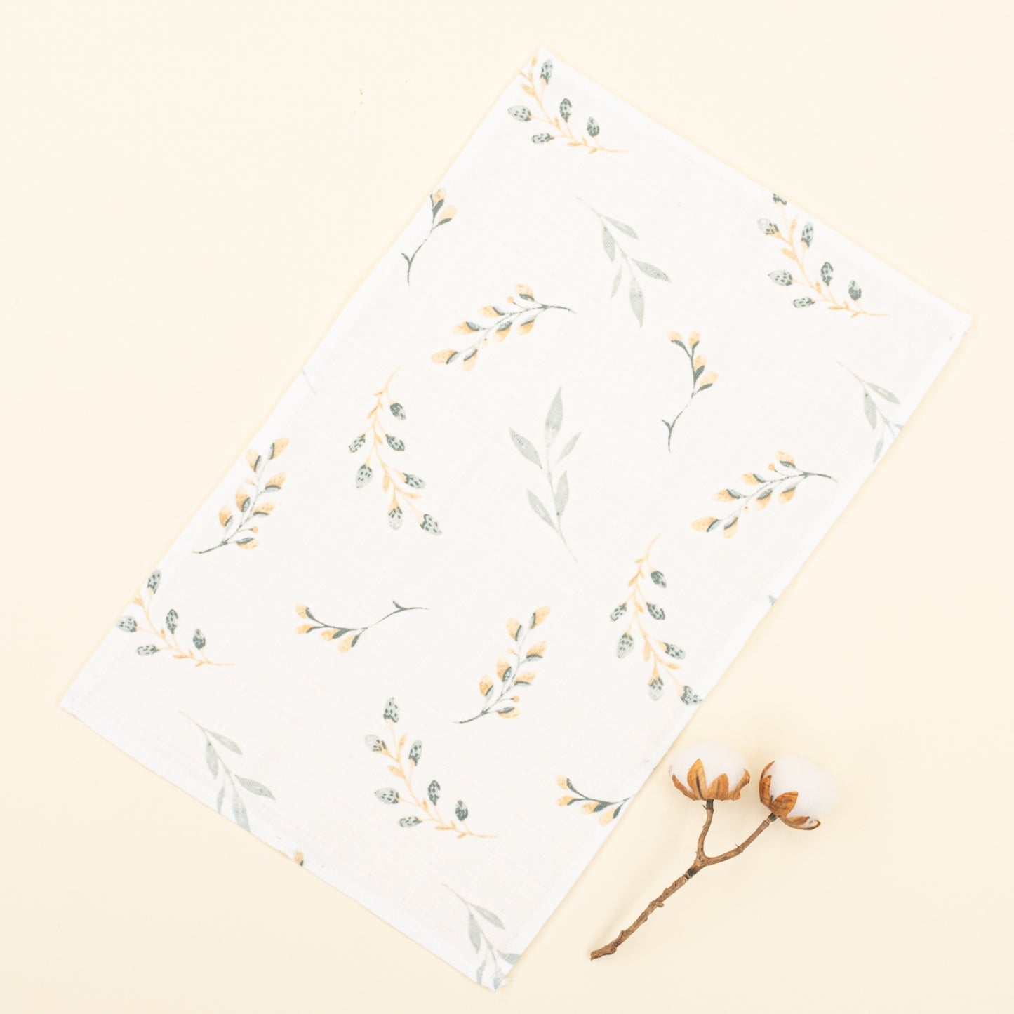 Dört Katlı Organik Muslin Set - Mint - Yapraklar