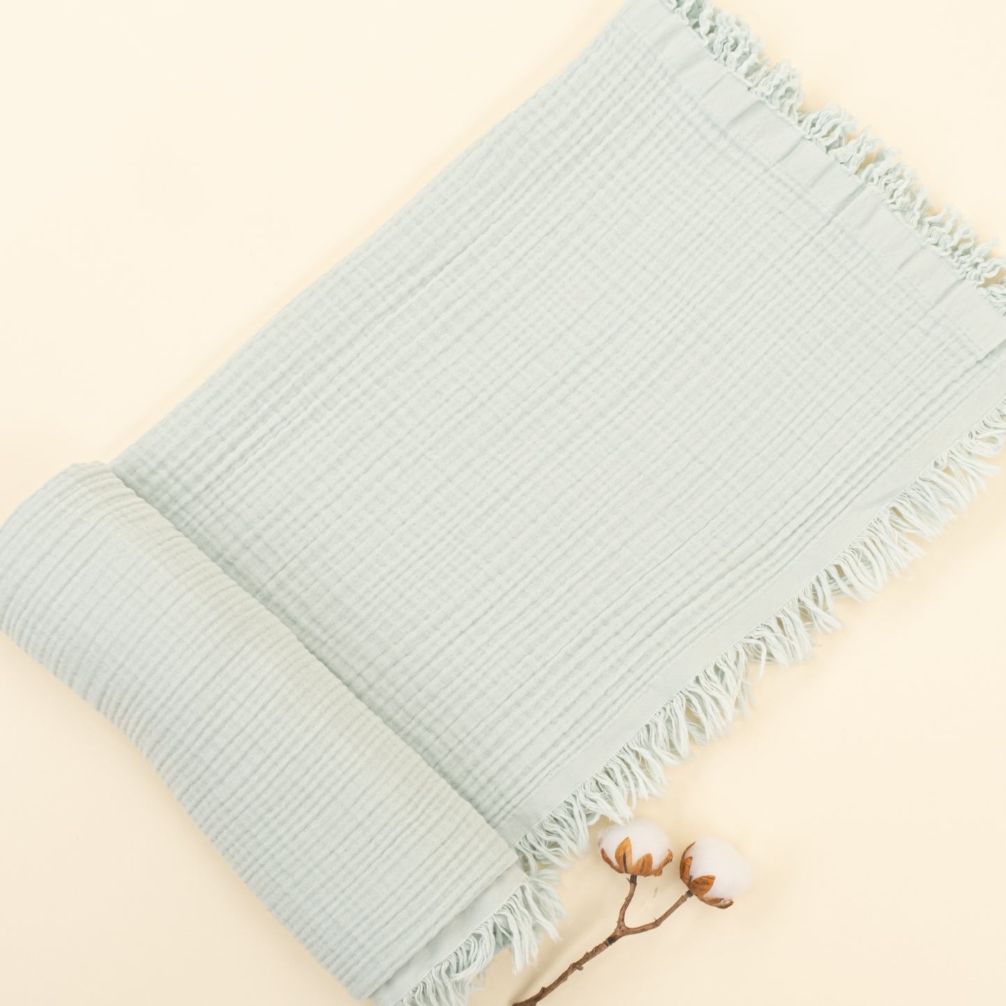 Dört Katlı Organik Muslin - Mint