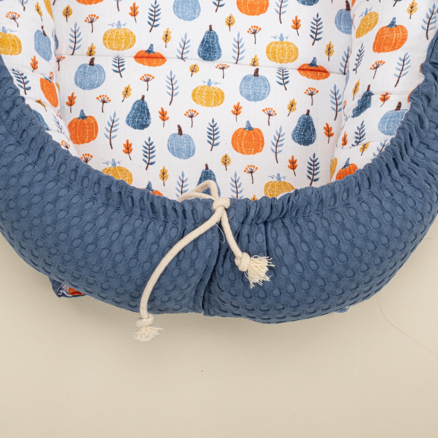 Babynest ve Yastık- Çift Taraflı - İndigo Havuz - Mavi Balkabağı