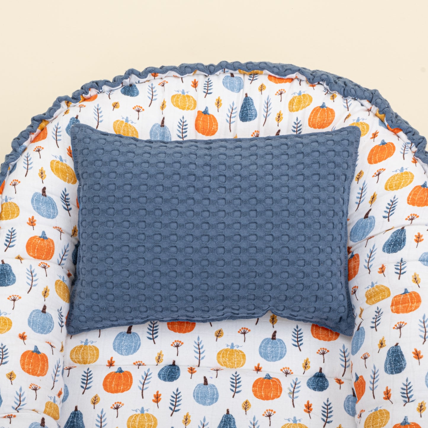 Babynest ve Yastık- Çift Taraflı - İndigo Havuz - Mavi Balkabağı