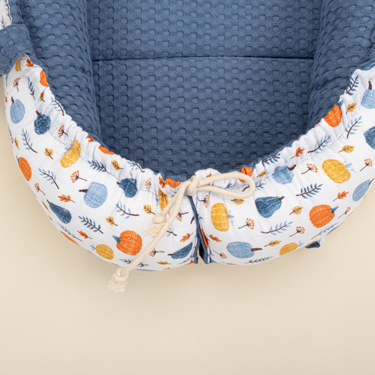Babynest ve Yastık- Çift Taraflı - İndigo Havuz - Mavi Balkabağı