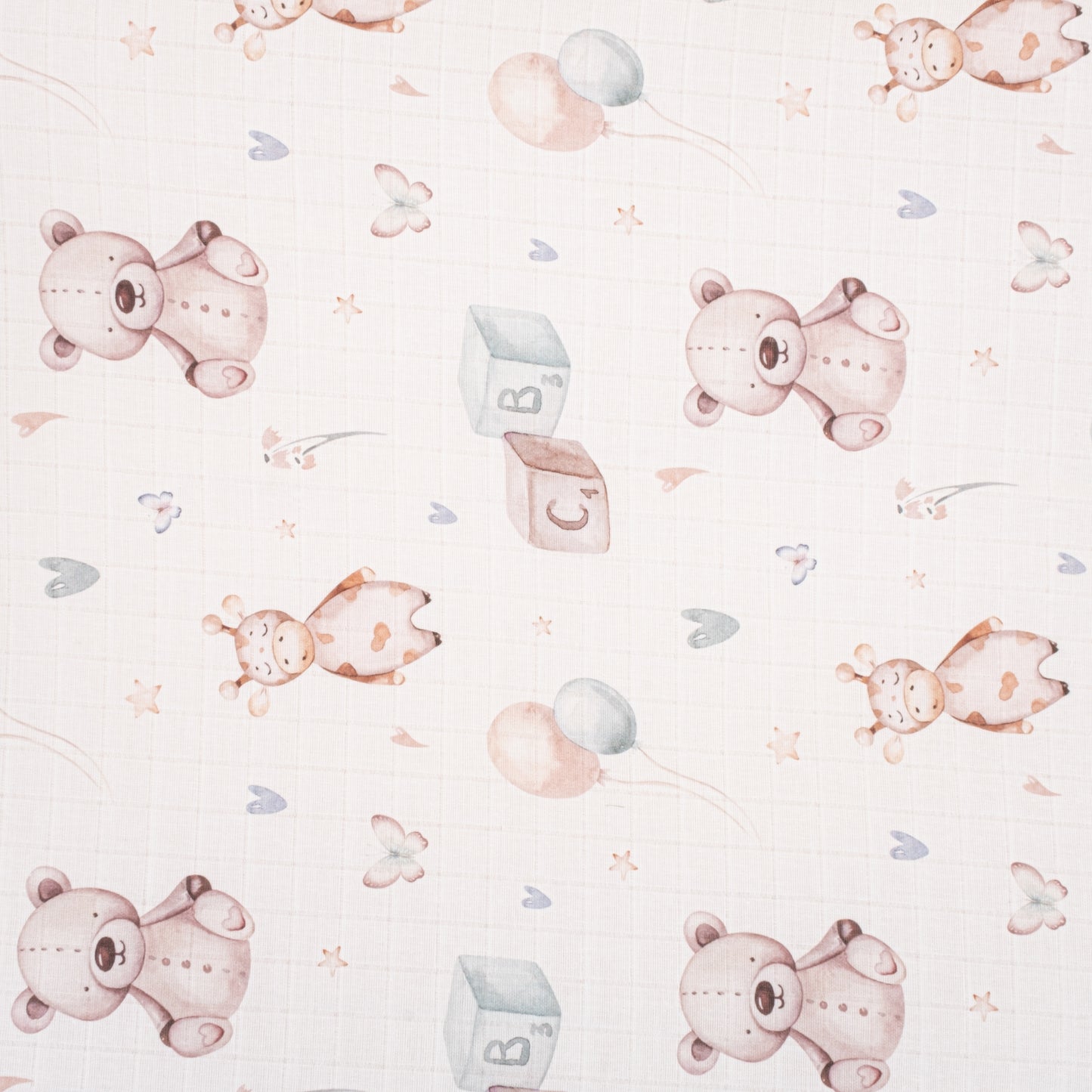 Bebek Lastikli Çarşaf ve Yastık Kılıfı - Dijital Baskı Muslin - Sevimli Ayıcıklar