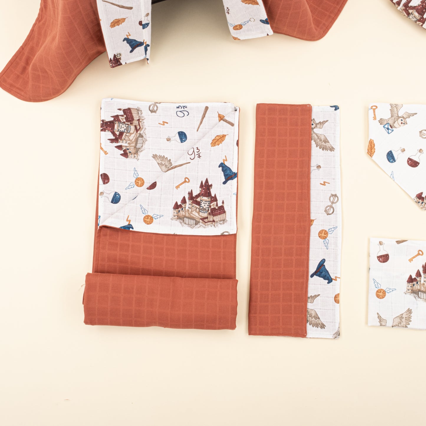 9 Parça Avantajlı Set - Çift Taraflı - Koyu Kiremit Muslin - Harry