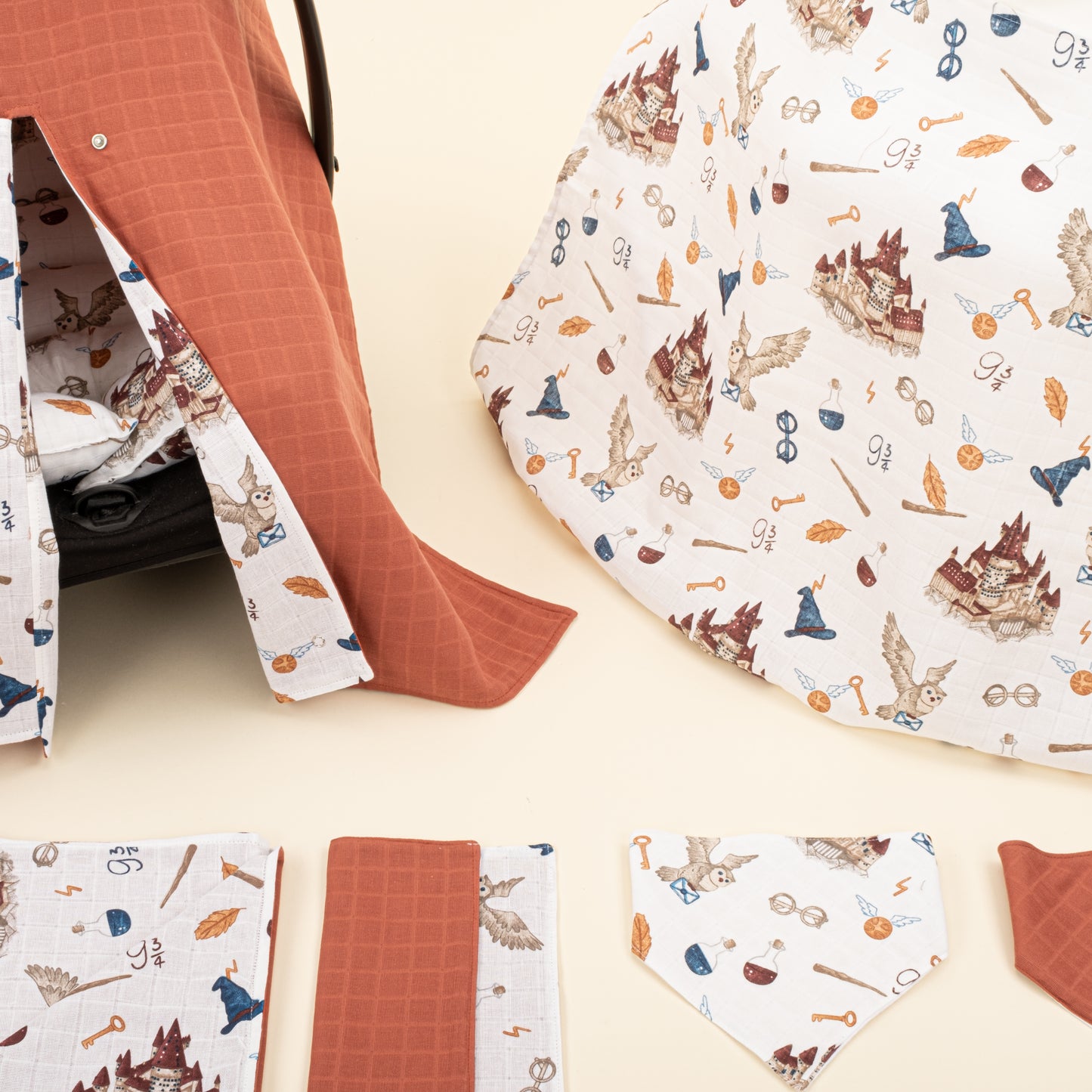 9 Parça Avantajlı Set - Çift Taraflı - Koyu Kiremit Muslin - Harry