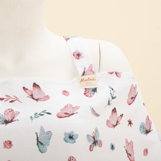 Çift Katlı Muslin Emzirme Önlüğü - Kelebekler