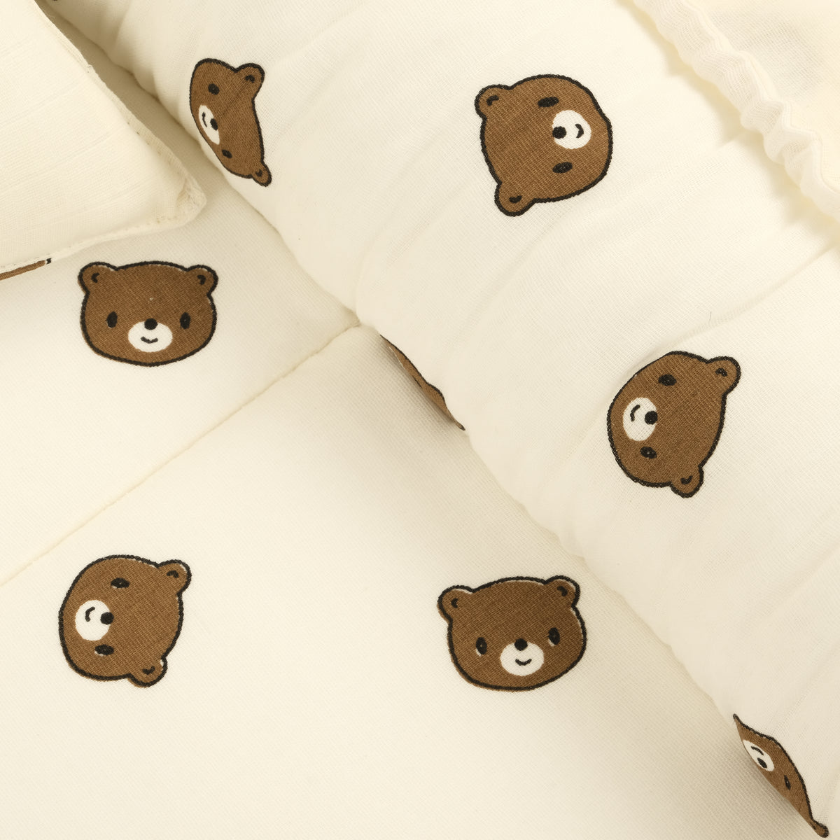 Babynest ve Yastık - Çift Taraflı - İki Katlı Bear - Krem Muslin