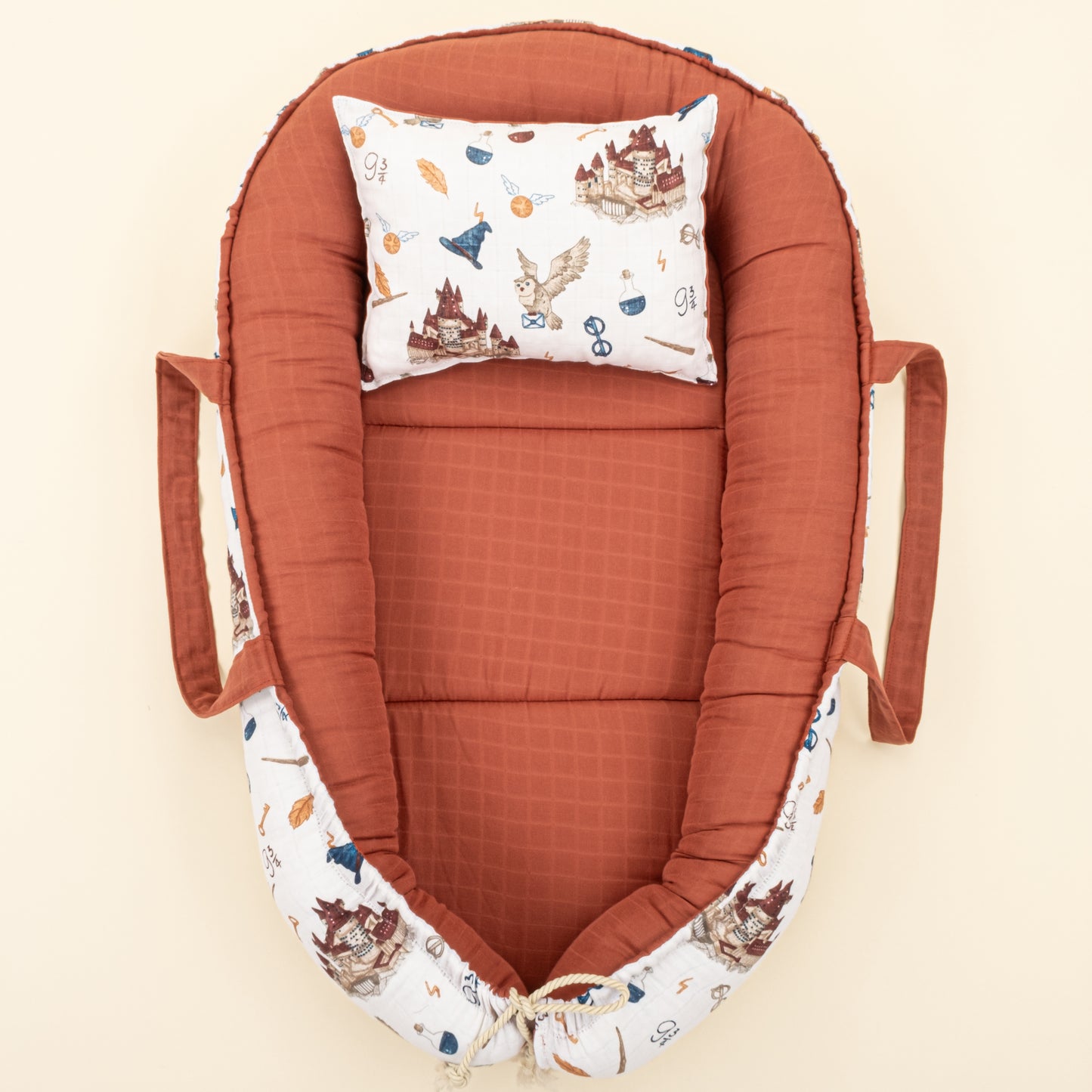 Babynest ve Yastık - Çift Taraflı - Koyu Kiremit Muslin - Harry
