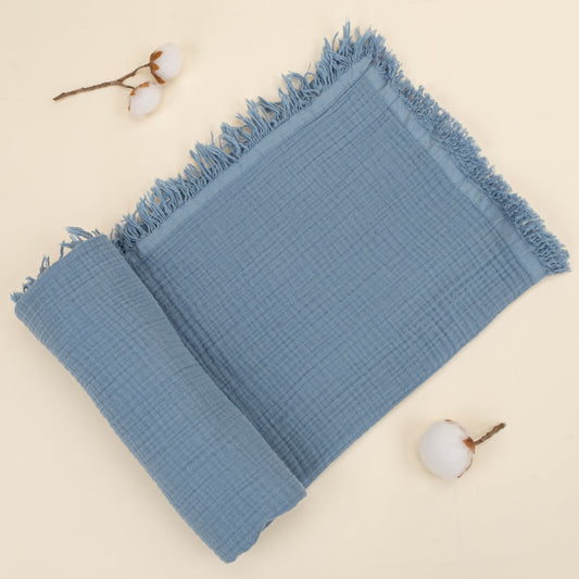 Dört Katlı Organik Muslin - Mavi