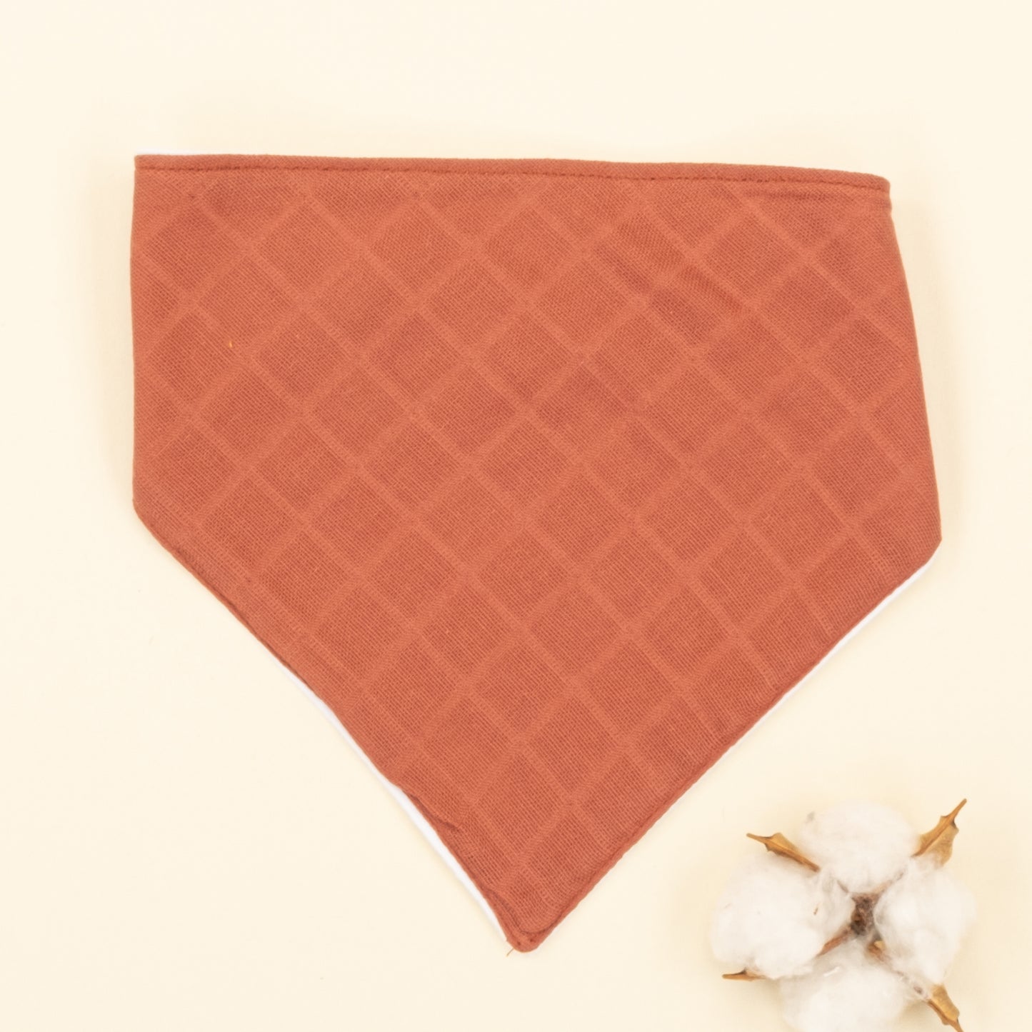 Önlük ve Mendil Seti - Çift Taraflı - Koyu Kiremit Muslin - Harry