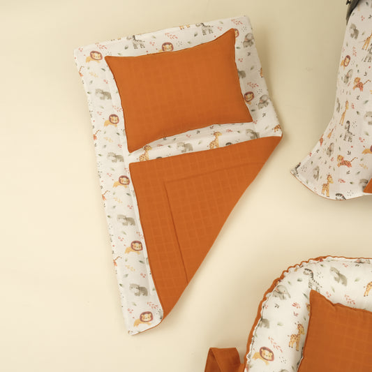 9 Parça Çift Taraflı Muslin Setler - İki Katlı Safari - Kiremit Muslin