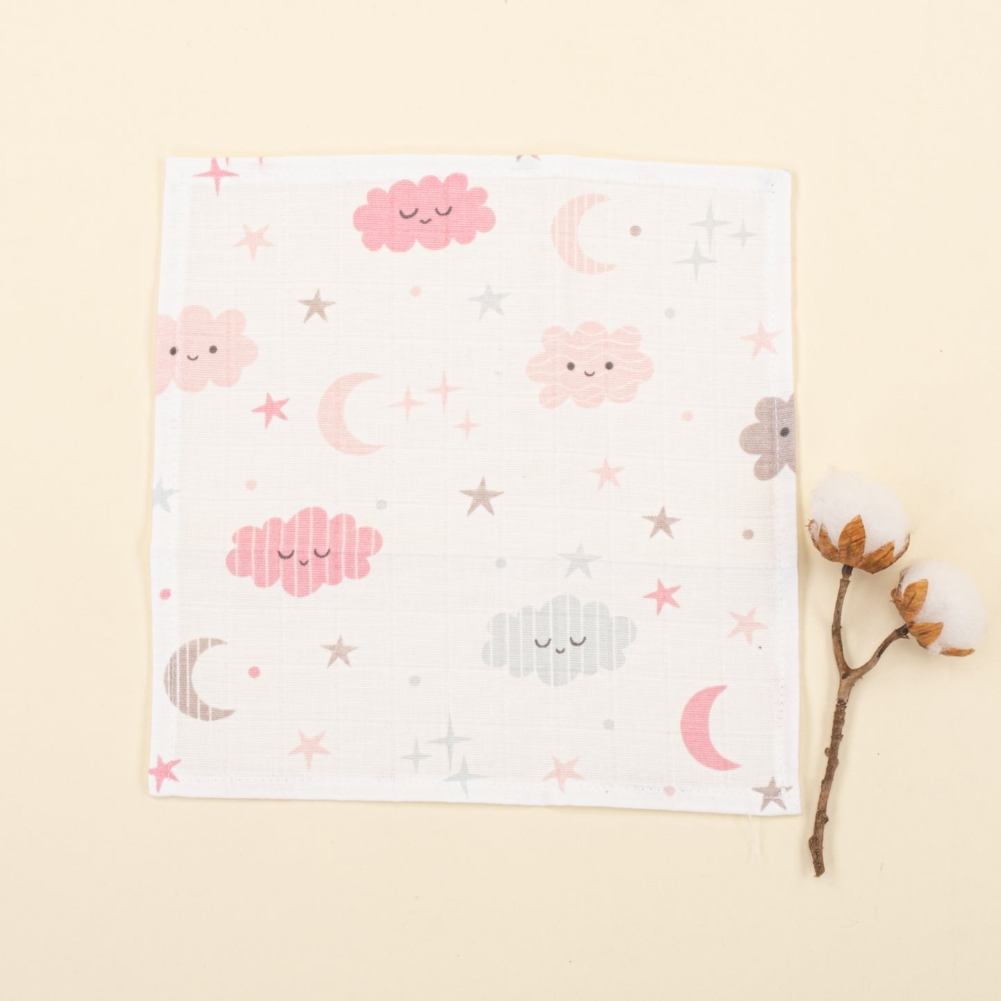 Önlük ve Mendil Seti - Tek Taraflı - Pembe Bulut