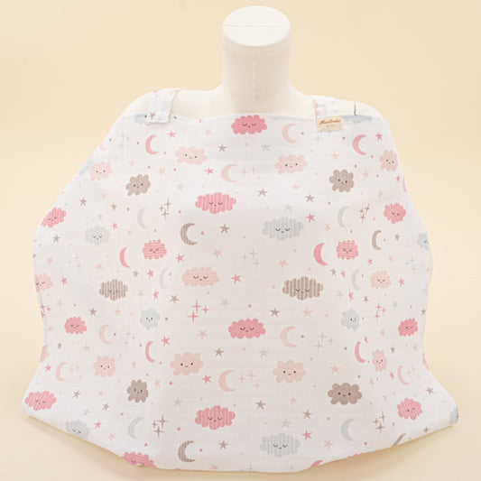 Çift Katlı Muslin Emzirme Önlüğü - Pembe Bulut