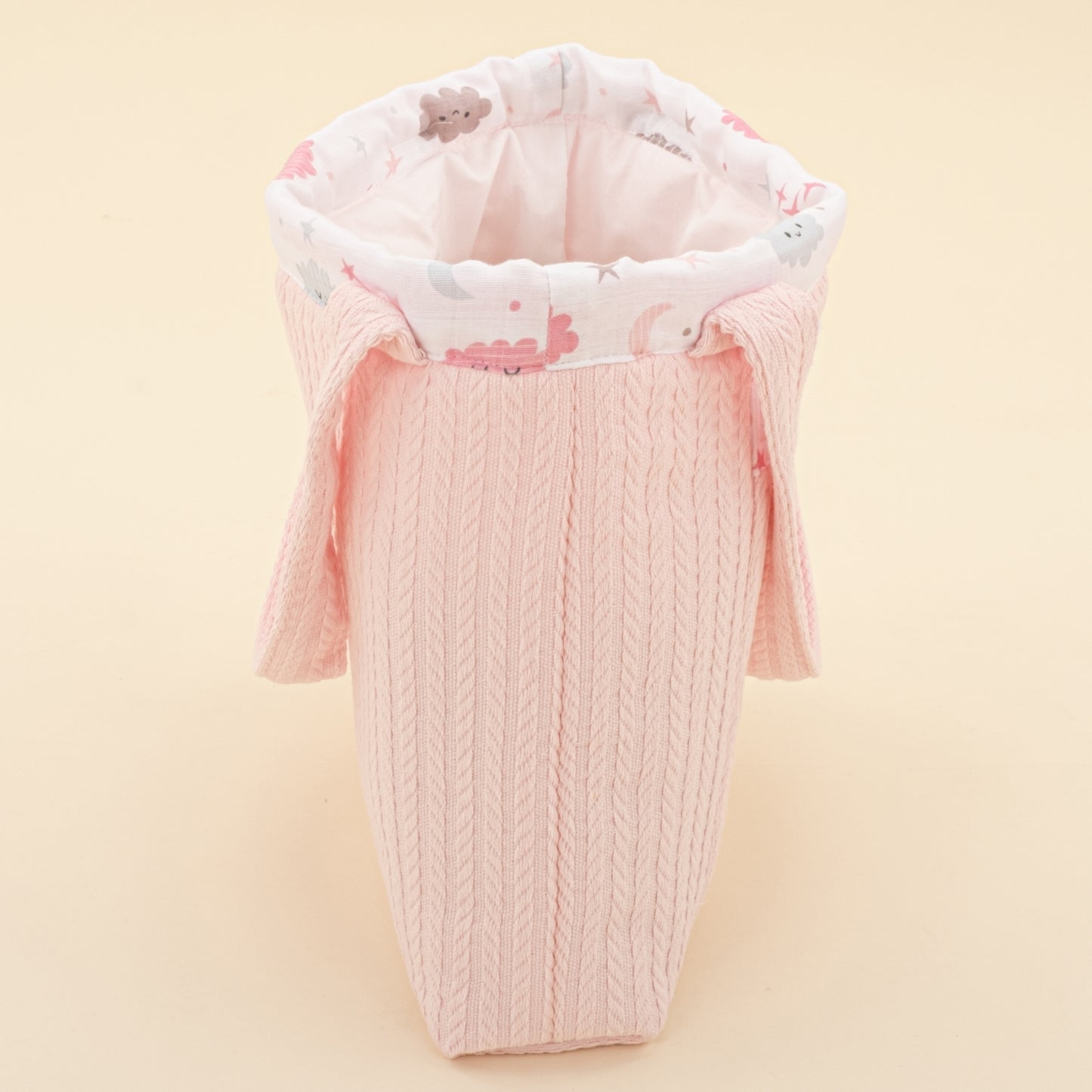 Bebek Bakım Çantası - Şeker Pembe Örgü - Pembe Bulut