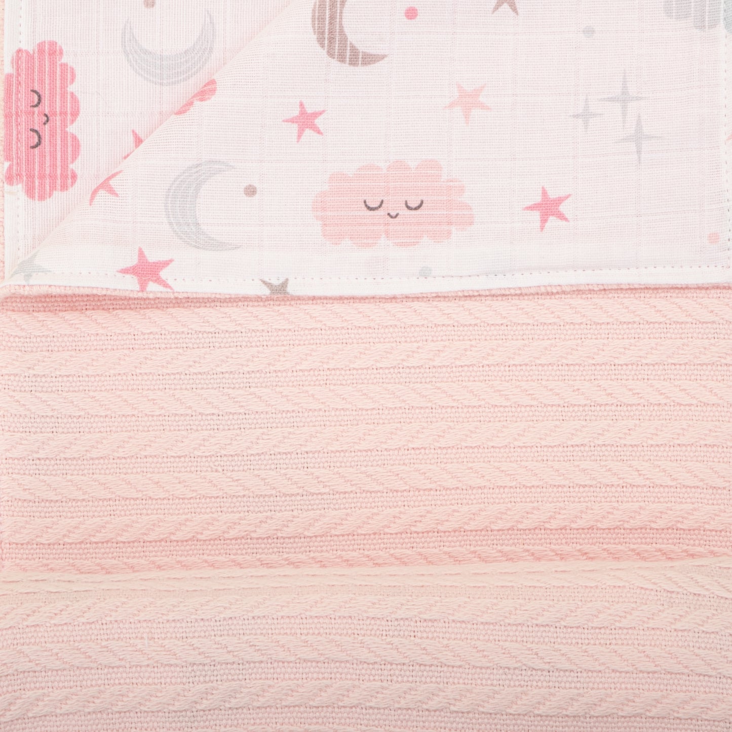 Pike Battaniye - Çift Taraflı - Şeker Pembe Örgü - Pembe Bulut