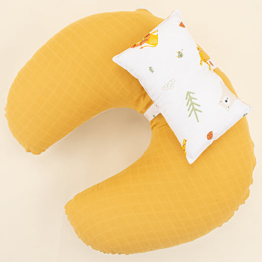 Emzirme Yastığı - Çift Taraflı - Hardal Muslin - Aslan