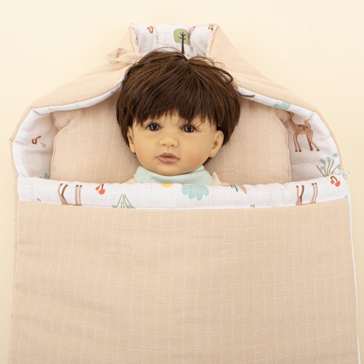 Uyku Tulumu ve Yastık - Kumsal Beji Muslin - Ceylan