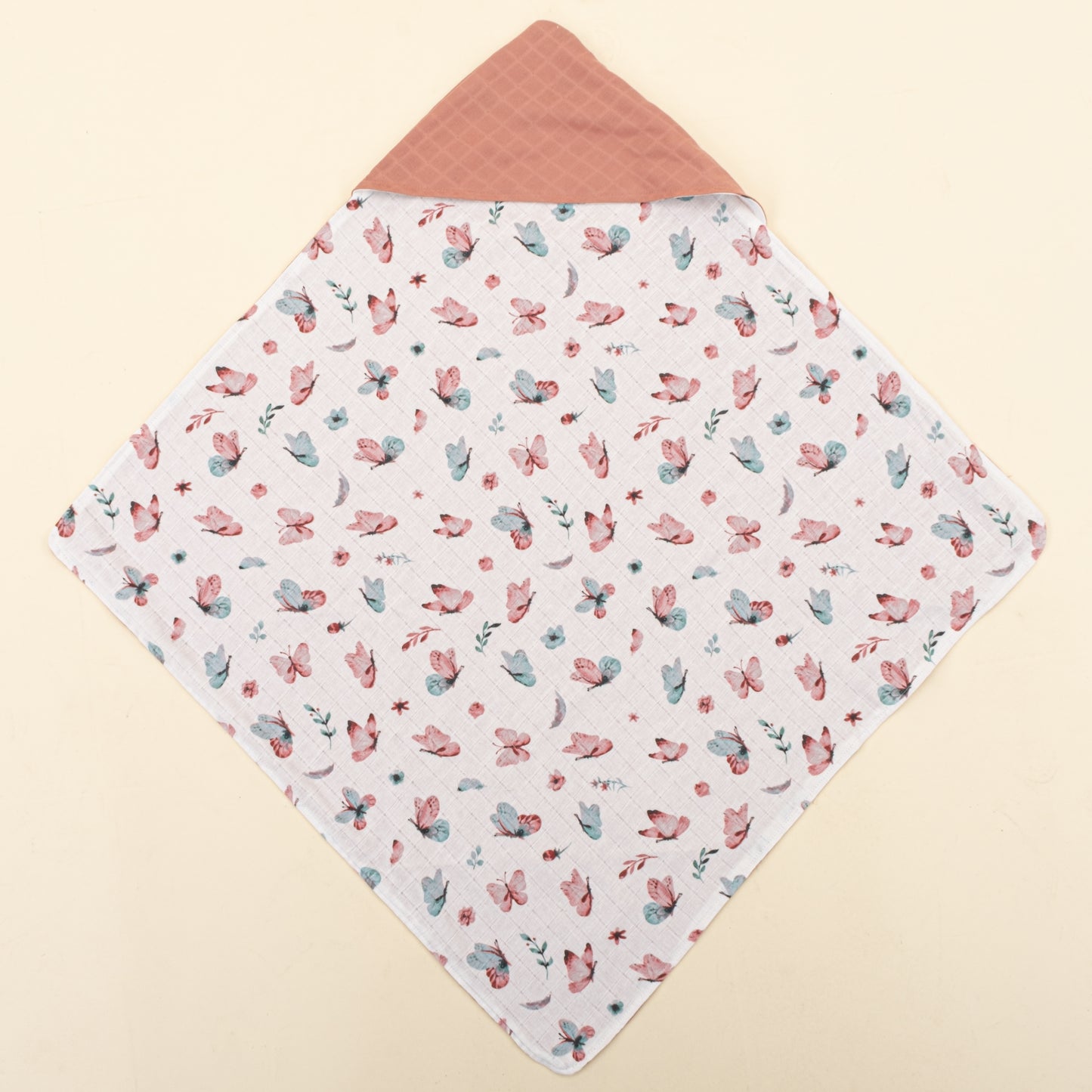Muslin Kundak - Gül Kurusu Muslin - Kelebekler