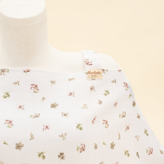 Çift Katlı Muslin Emzirme Önlüğü - Çiçekler
