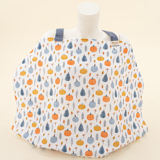 Çift Katlı Muslin Emzirme Önlüğü - Mavi Balkabağı