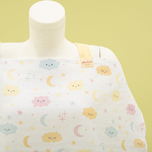 Çift Katlı Muslin Emzirme Önlüğü - Sarı Bulut