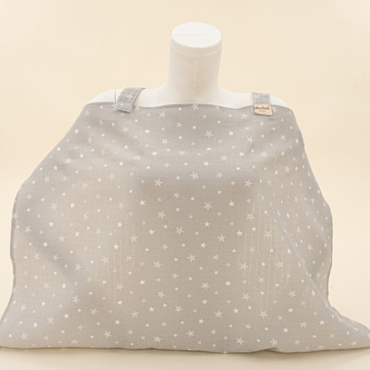 Çift Katlı Muslin Emzirme Önlüğü - Gri Minik Yıldızlar