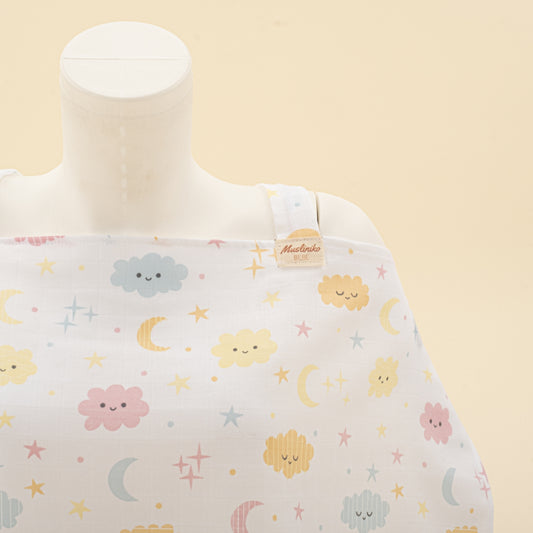 Çift Katlı Muslin Emzirme Önlüğü - Sarı Bulut