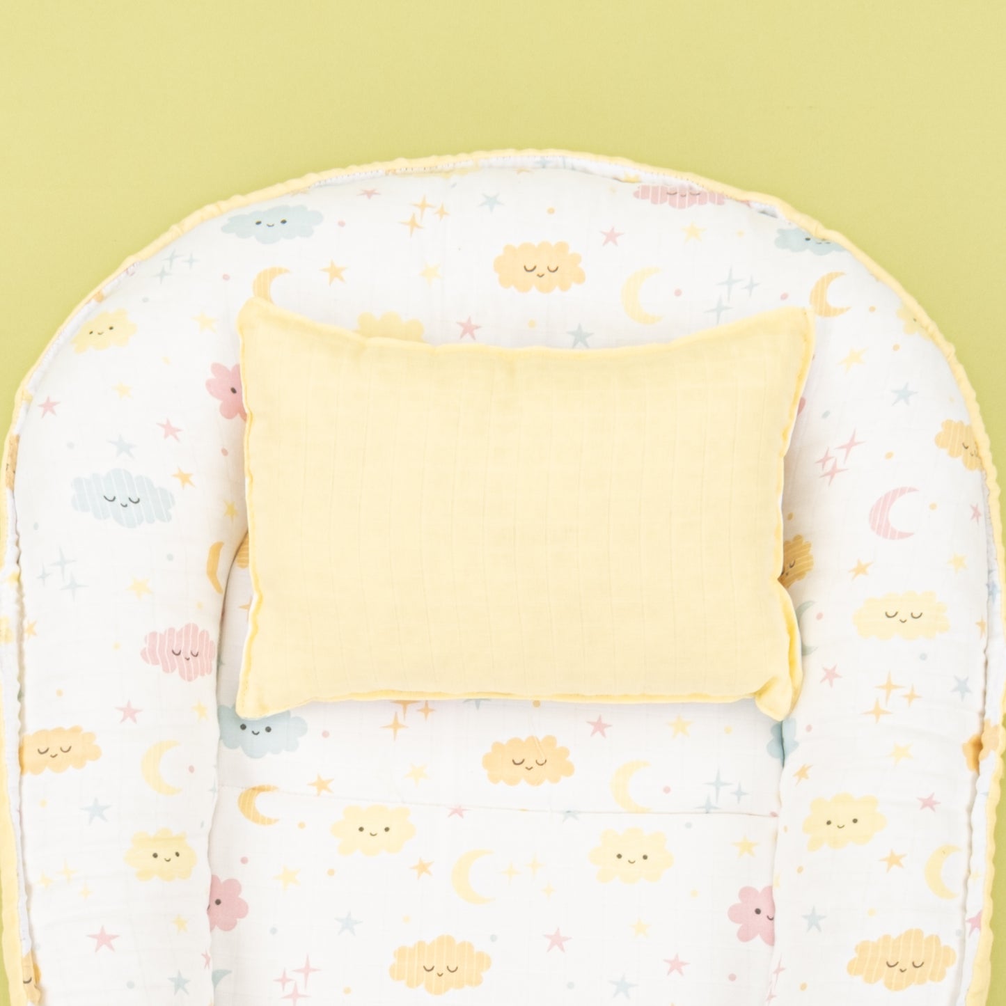 Babynest - Çift Taraflı - Sarı Muslin - Sarı Bulut