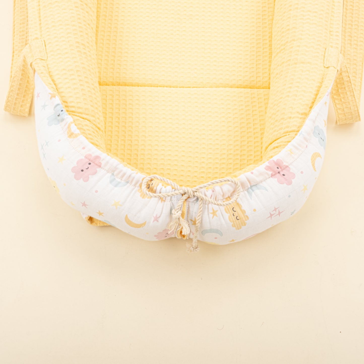 Babynest ve Yastık - Çift Taraflı - Sarı Petek - Sarı Bulut