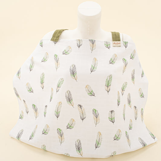 Çift Katlı Muslin Emzirme Önlüğü - Yeşil Tüy