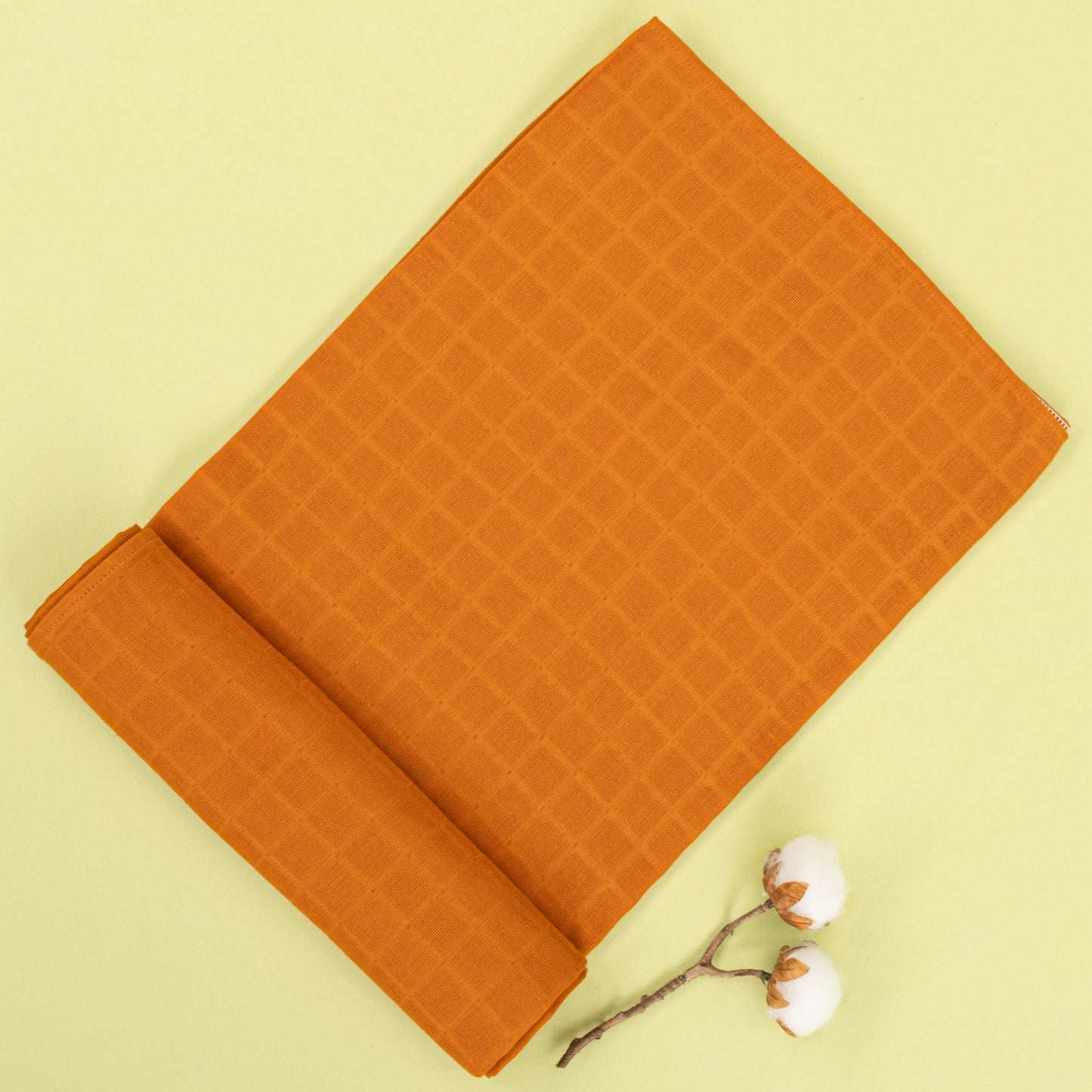 Dört Katlı Organik Muslin Set - Beyaz - Kiremit Muslin