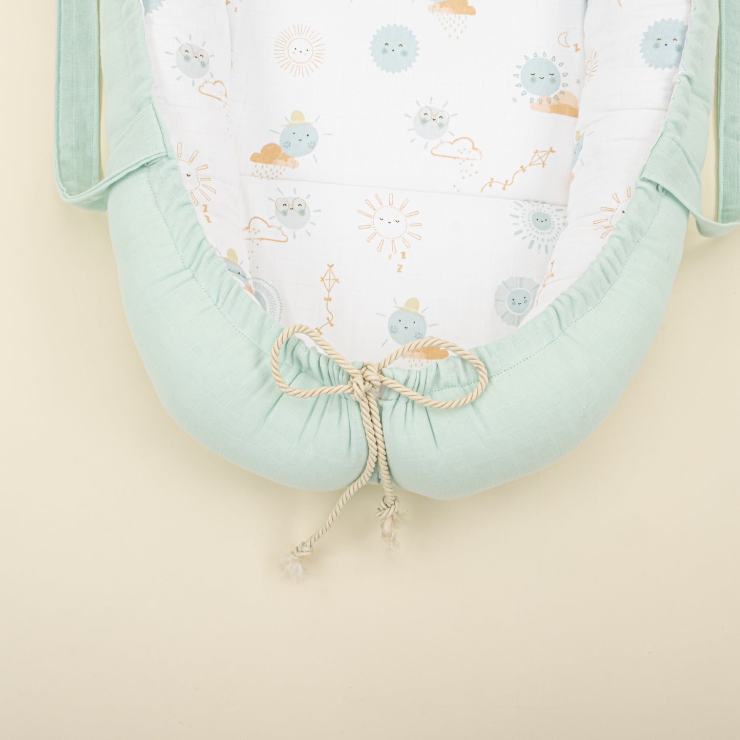 Babynest - Çift Taraflı - Su Yeşili Muslin - Su Yeşili Güneş