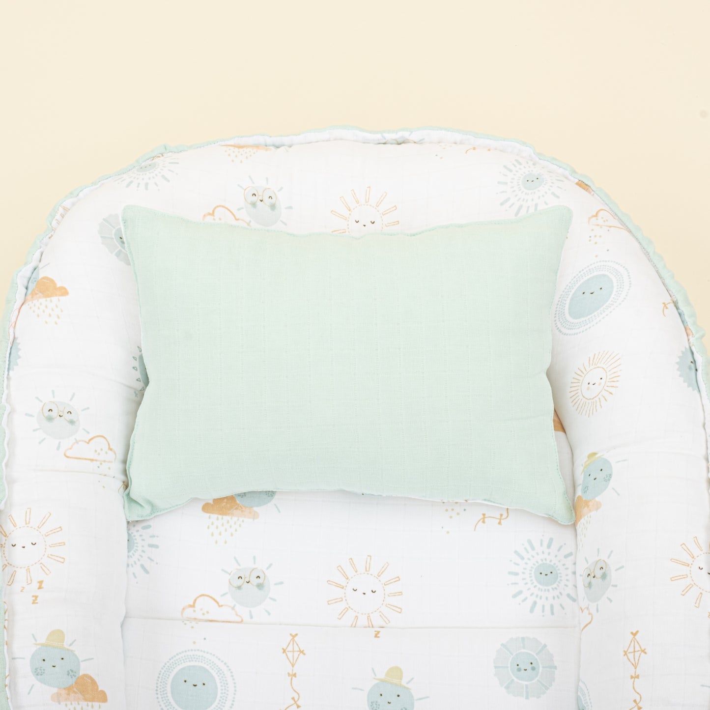 Babynest - Çift Taraflı - Su Yeşili Muslin - Su Yeşili Güneş