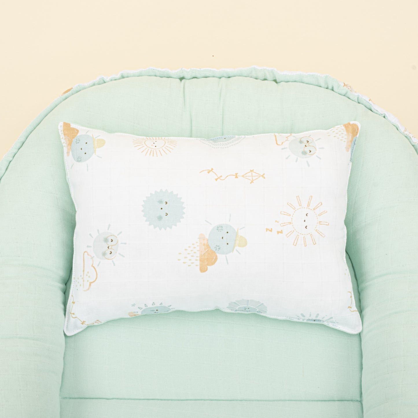 Babynest - Çift Taraflı - Su Yeşili Muslin - Su Yeşili Güneş