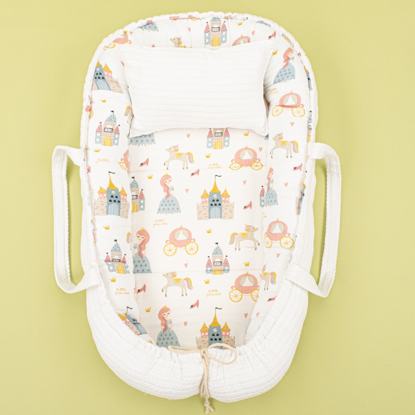 Babynest ve Yastık- Çift Taraflı - Beyaz Örgü - Sindirella