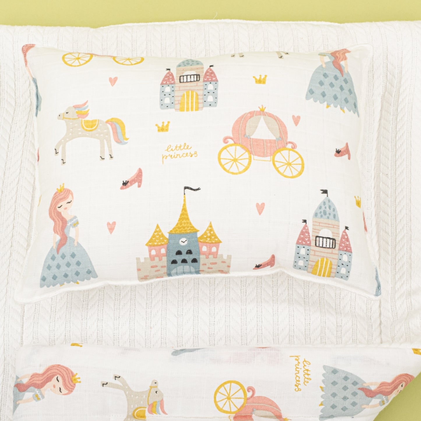 Alt Açma Matı ve Yastık - Çift Taraflı - Beyaz Örgü - Sindirella