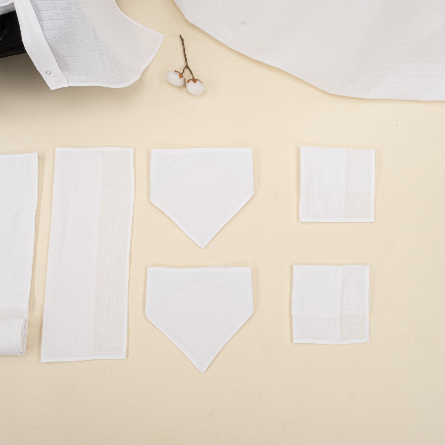 9 Parça Avantajlı Set - Tek Taraflı - Beyaz Muslin